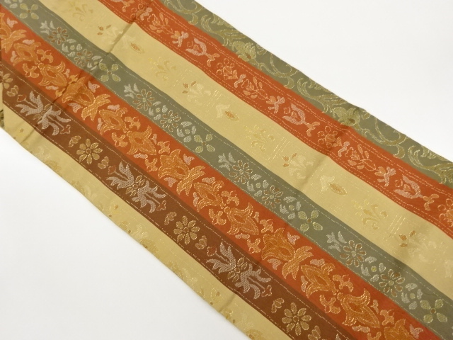 JAPANESE NAGOYA OBI / WOVEN FLORAL PLANTS